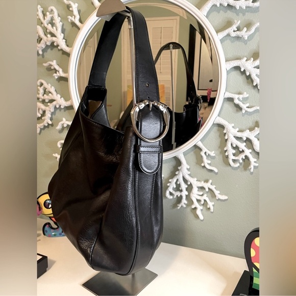 Gucci Handbags - Gucci Black Leather Ribot Horse-Head Hobo